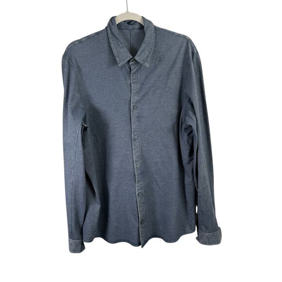 Lululemon Commission Enzyme Dye Mineral Blue Button Front Shirt Mens Large? - Picture 2 of 5